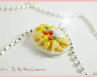 Nacho cheese necklace, Miniature food, miniature food jewelry, food jewelry