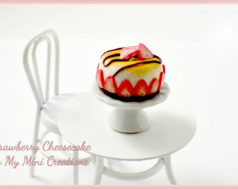 Handmade Polymer clay Strawberry Cheesecake , Miniature food, miniature food jewelry