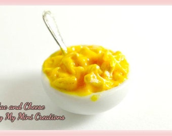 Mac and Cheese Bowls, Set of 2 Bowls, Polymer Clay, Miniature Food, Miniature Food Jewelry, Dollhouse Food, 1:12 scale