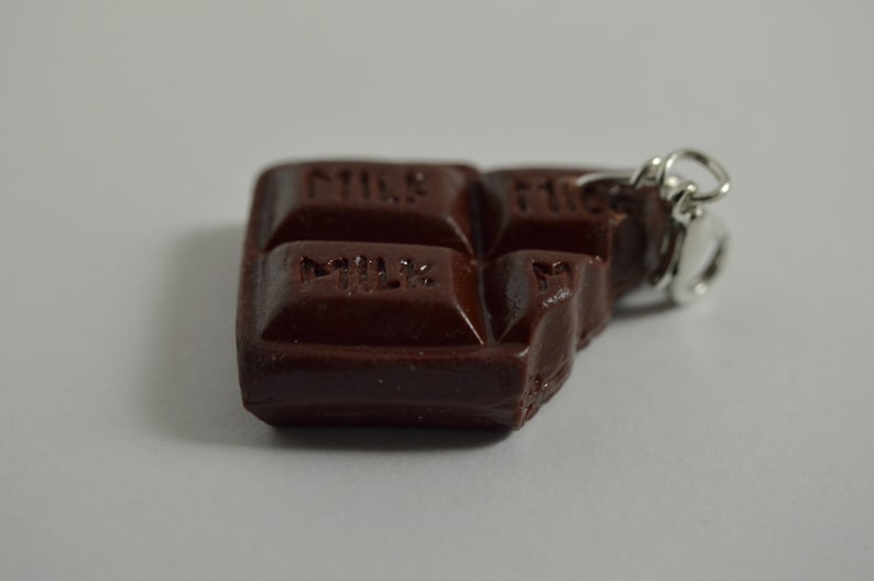 Milk Chocolate Bar Charm, Polymer Clay, Miniature Food, Miniature Food