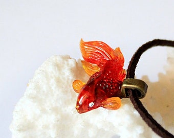 Red Choker Necklace For Kids - Orange Fish Jewelry For Him - Red Fish Necklace Gift For Mom Birthday Gifts - Collar Unisex Jewelry For Men