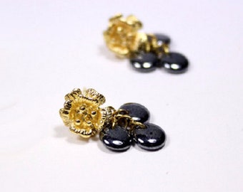 Gold Black Tiny Studs Earrings Mini Drop Earrings for Women Gift 20 - Dainty Dangle Studs Earrings Gift for Mother - Charcoal Modern Jewelry