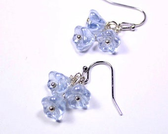 Pendientes azul cobalto para mamá regalo - Mini pendiente de la flor para la hija gota cielo joyería para las mujeres regalo de Navidad - colgante pendientes de plata venta