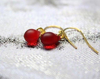 Red Earrings for Wife Birthday Gift 14k Gold Jewelry - Simple Earrings for Women Gift - Teardrop Jewelry Every day Mini Dangles Earring Sale