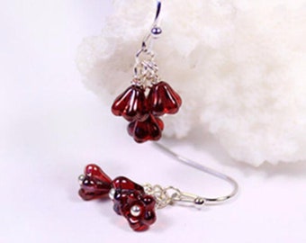 Dark Red Earrings For Coworker - Red Jewelry Sale Crimson Bohemian 925 Silver Ruby Jewelry For Mom - Gifts Friend Birthday - Family Costumes