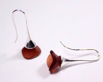 Brown Earrings For Her birthday Gift - Tulip Flower Jewelry For Daughter Gifts Dangle Earrings for Girl Gift Simple Silver Earrings under 20
