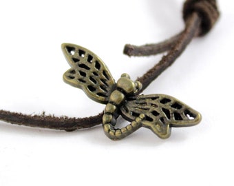 Dragonfly Bracelet - Slide lock Bracelet - Insect Jewelry - Lake Bracelet For Boyfriend Gift - Gift Dad - Father Presents  - Suede leather
