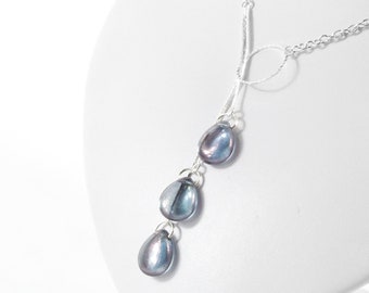 Light Purple Bridal Jewelry for Low Back Wedding Dress - Backless Necklace - Beach Blue Purple Prom Jewelry - Silver Long Necklace Gift Mom