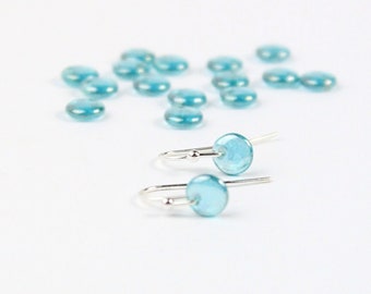 Light Blue Earrings Sterling Silver Small sky Jewelry For Niece Birthday Gift under 10 - Bridesmaid Jewelry Dangle Petite Earrings Everyday