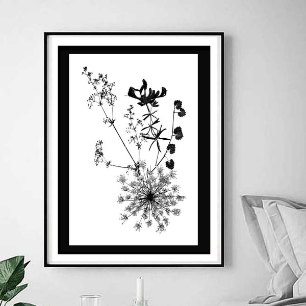 Bedroom Wall Decor Black and White Prints Instant Digital Download - 8x10 Modern Office Prints 11x14, Home Botanical Art Printable A4 Nature