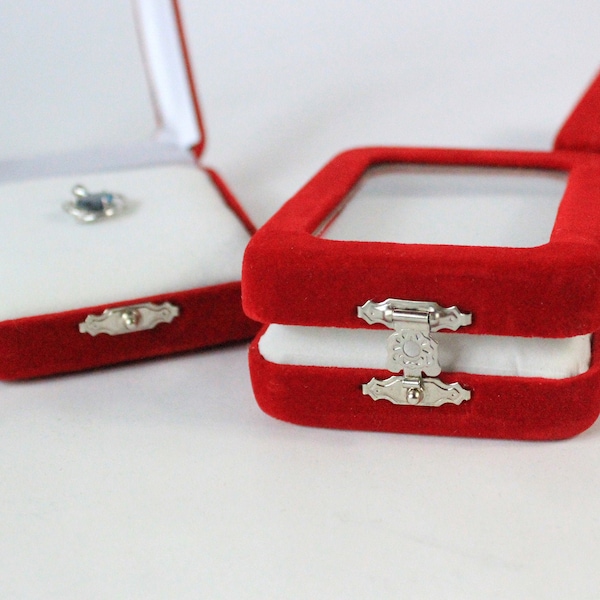 Red Velvet Gift Box - Coin Box - Pendant Storage - Gift Packing - Gift Box With a Lock - Glass Jewelry Box - Wedding Gift Ring Gift Box Sale