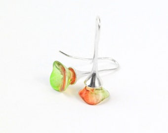 Orange Green Earrings Cadeau pour ses bijoux peach pear pour princesse - Bijoux Art Déco pour les femmes Cadeaux - Boucles d’oreilles Modern Drop Bright Goddess