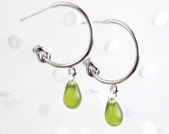 Olive Green Jewelry Knot Silver Stud Earrings Modern Jewelry Drop Studs Present Friend Gift - Fashion Ear Art Funky Earrings Hoops Teardrop