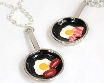 Breakfast Food Necklace For Brother - Funny Jewelry For Him - Dad Pendant Best Friend - Gift for Coworker - Men Necklace - Festival Jewelry