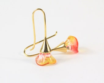 Orange Jewelry Cheerful Red Earrings Fairy Wedding - Gold Plated Ear - Original Earrings Gift For Close Friend - Princess Jewelry Women Gift