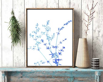 Farmhouse Decor, Wildflower Prints, 5x7 Instant Download Blue Grass Botanical Art, Rustic Style 8x10, Aqua Flowers Digital Printable Modern