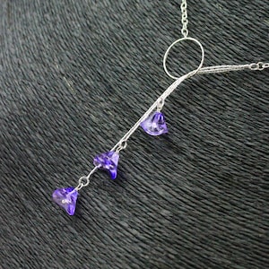 Ultravioleta Lariat Y collar - capas largo karma collar círculo abierto - anillo gota colgante - flor moda joyería venta regalos para las mujeres