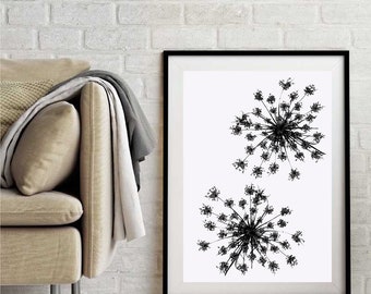 A3 Instant Download Black and White Botanical Prints - Living Room Wall Abstract 5x7 Digital Download Printable - Modern Home Art 11x14 6x8