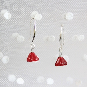 Simple Silver Earrings Drop Red Jewelry Present for Girlfriend - 18 Birthday Gifts for Her - Small Maroon Earrings Everyday Jewelry for Mom