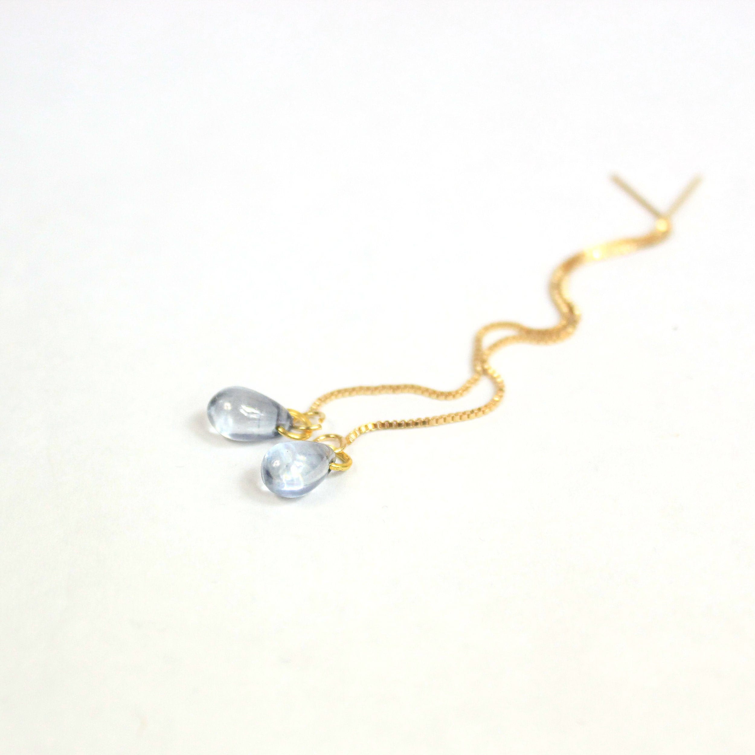 Light Grey Jewelry Teardrop Golden Threader Earrings - Long Jewelry 21 Birthday Gifts for Women - Drop Earrings for Bridal Anniversary Gifts