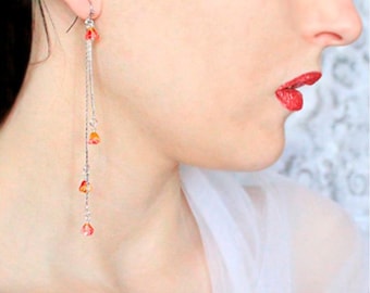 Sun earrings gift graduation - Orange blossom earrings for best friend - Red silver jewelry gift daughter - Gift under 30 - Wedding jewelry