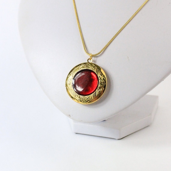 Bright Color Red Locket Necklace Green Red Resin Jewelry Terrarium