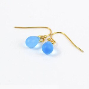 Cobalt Blue Earrings Girlfriend, Earrings For Her, Sister Appreciation, Gift For Teacher, Waterdrop 14K Gold Jewelry Bridesmaid Tiny Earring