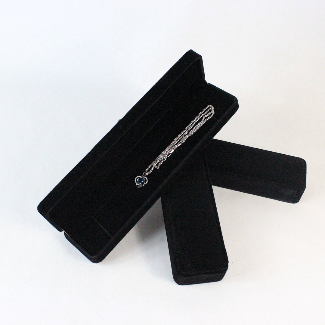 Black Velvet Gift Box Necklace Box Bracelet Storage Long Jewelry Box