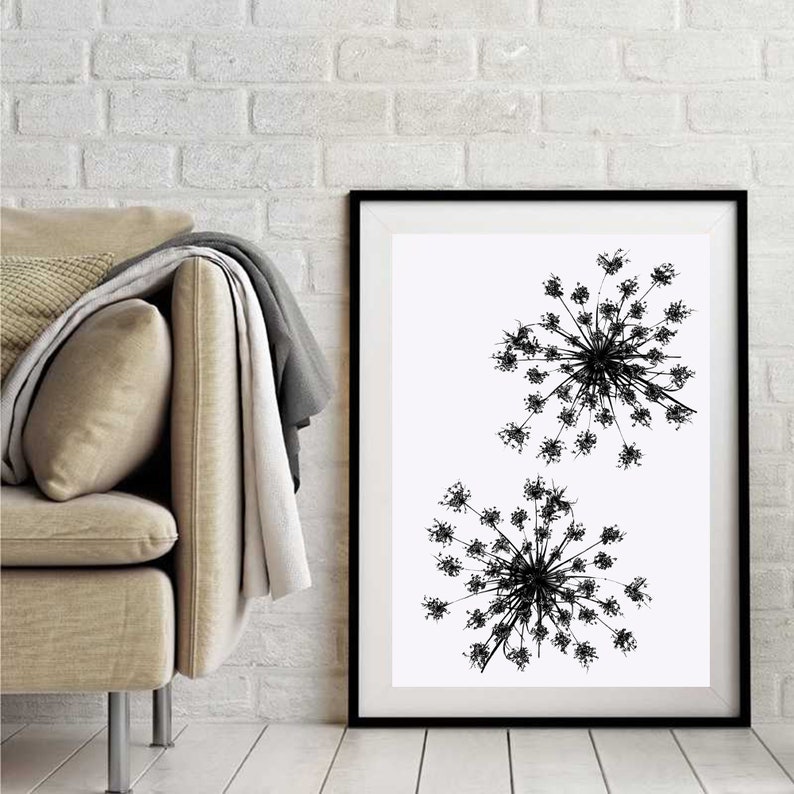 A3 Instant Télécharger Noir et Blanc Botanical Prints Living Room Wall Abstract 5x7 Digital Download Printable Modern Home Art 11x14 6x8 image 1