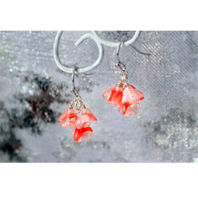 pink dangles earrings 925 silver hook mini rose marble earrings teacher gifts summer peach jewelry for daughter gifts for grandma image 4