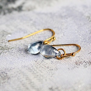 Gray Dangle Earrings, Drop Jewelry Women, Gift for Daughter, Simple Jewelry, 14  k Gold Earrings, Gift For Sister, Small Earrings Mini Under