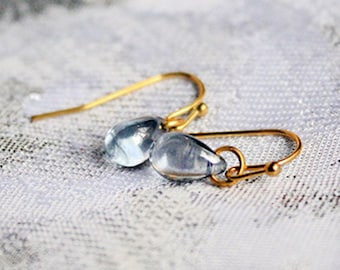 Gray Dangle Earrings, Drop Jewelry Women, Gift for Daughter, Simple Jewelry, 14  k Gold Earrings, Gift For Sister, Small Earrings Mini Under