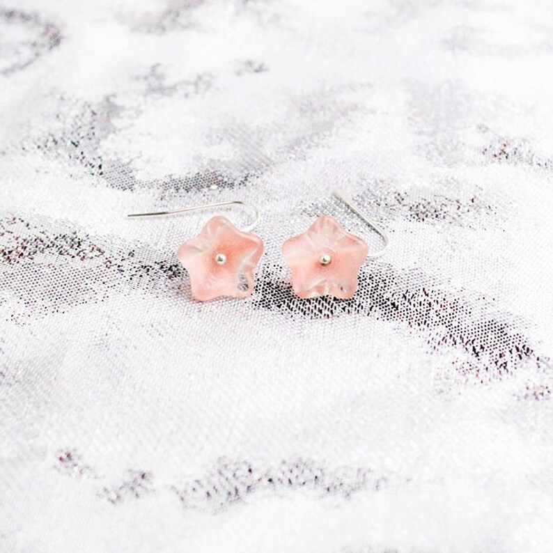 Pink Earrings 925 Silver Navy Flower Earrings Gift Girlfriend Blue Tassel Black Jewelry bohemian green earrings for daughter gifts image 5