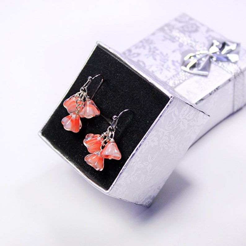pink dangles earrings 925 silver hook mini rose marble earrings teacher gifts summer peach jewelry for daughter gifts for grandma image 3