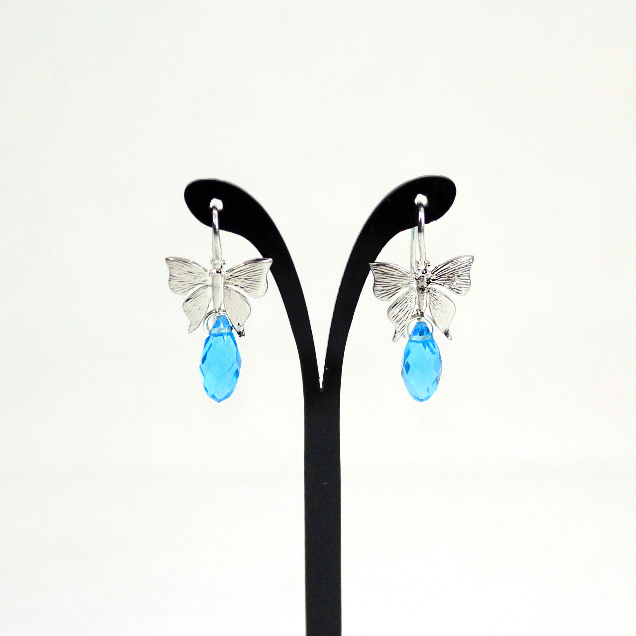 Blue Crystal Drop Dangle Funky Toy Novelty Earrings Push Etsy