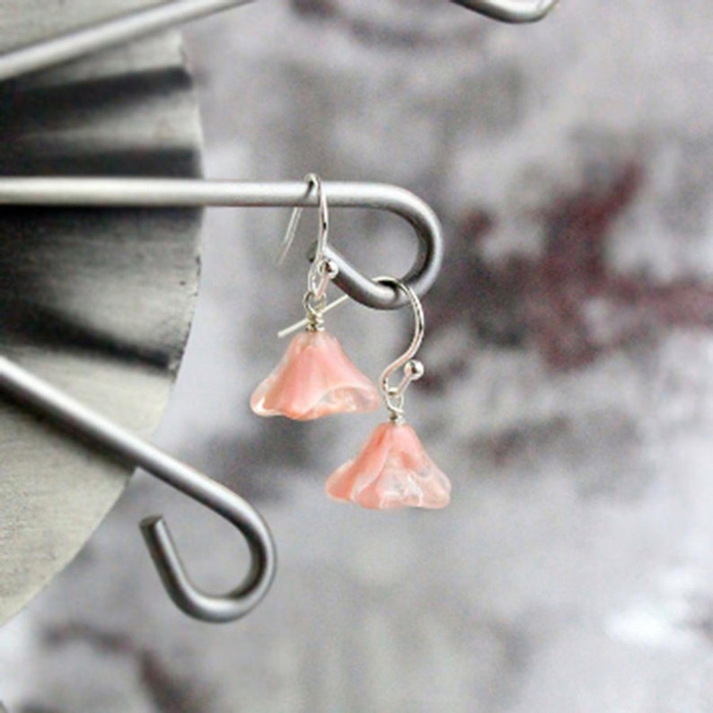 Pink Earrings 925 Silver Navy Flower Earrings Gift Girlfriend Blue Tassel Black Jewelry bohemian green earrings for daughter gifts image 1