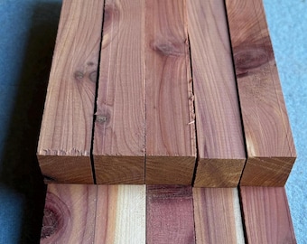 Ébauches de tournage en cèdre rouge aromatique de l'est du Texas (paquet de 5) pièces de bois de 2,5 x 2,5 cm (1 po. x 6 po.)
