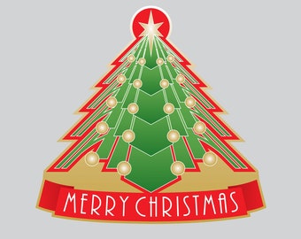 Christmas Tree Art Deco style sticker