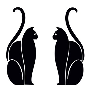 Mirrored Pair 2 of Art Deco or Art Moderne Cat Vinyl Wall Decoration Decals/Stickers 11 Colours Available 25-12 image 6