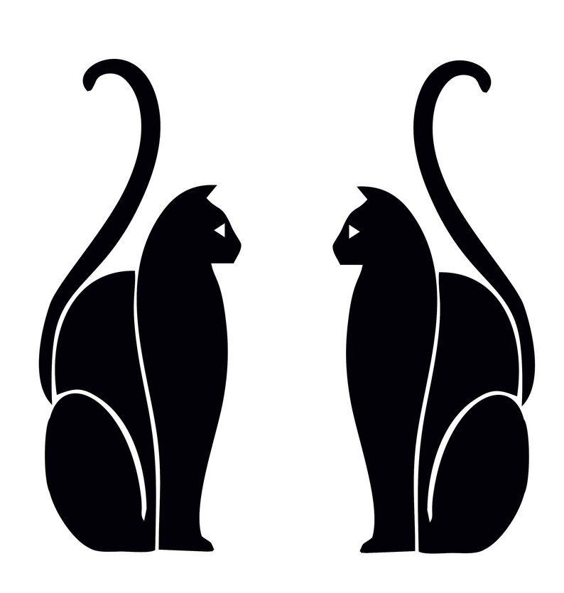 Mirrored Pair 2 of Art Deco or Art Moderne Cat Vinyl Wall Decoration Decals/Stickers 11 Colours Available 25-12 image 6