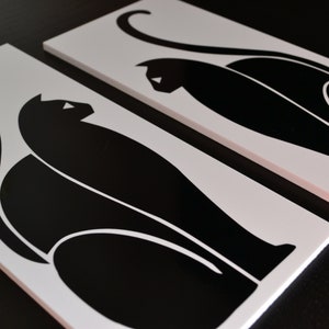 Mirrored Pair 2 of Art Deco or Art Moderne Cat Vinyl Wall Decoration Decals/Stickers 11 Colours Available 25-12 image 5