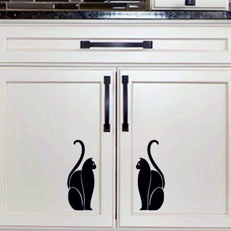 Mirrored Pair 2 of Art Deco or Art Moderne Cat Vinyl Wall Decoration Decals/Stickers 11 Colours Available 25-12 image 1