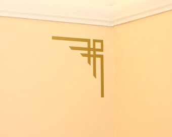 Pair (2) of Art Deco Style Corner Wall Decals/Stickers Decoration- 11 available colours (25-05)