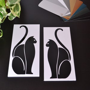 Mirrored Pair 2 of Art Deco or Art Moderne Cat Vinyl Wall Decoration Decals/Stickers 11 Colours Available 25-12 image 3