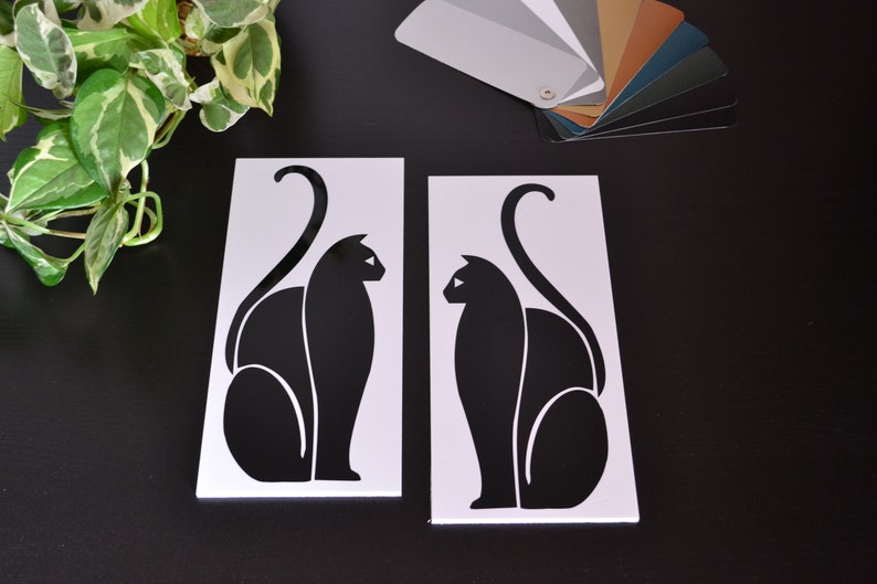 Mirrored Pair 2 of Art Deco or Art Moderne Cat Vinyl Wall Decoration Decals/Stickers 11 Colours Available 25-12 image 3