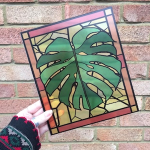 Monstera Tropical Leaf Stained Glass Effect Window Sticker