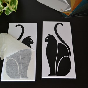 Mirrored Pair 2 of Art Deco or Art Moderne Cat Vinyl Wall Decoration Decals/Stickers 11 Colours Available 25-12 image 2