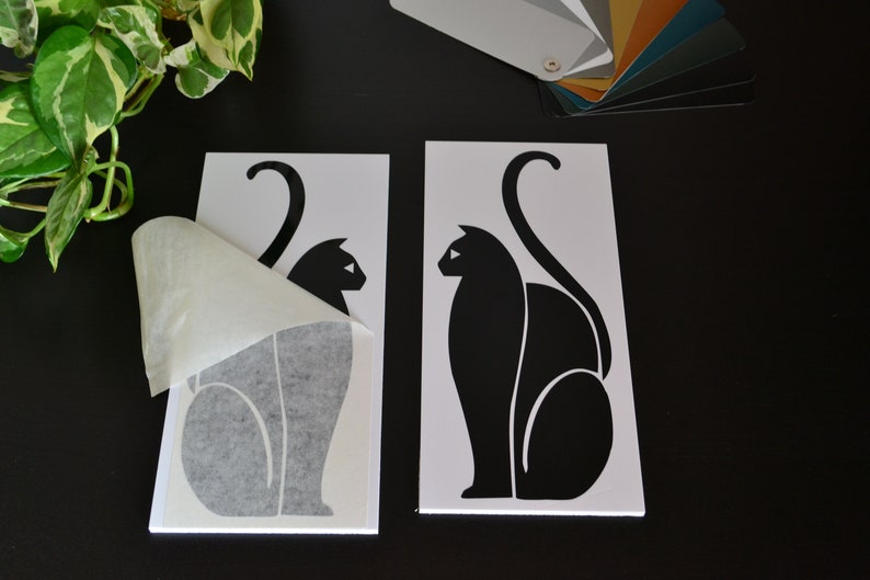 Mirrored Pair 2 of Art Deco or Art Moderne Cat Vinyl Wall Decoration Decals/Stickers 11 Colours Available 25-12 image 2