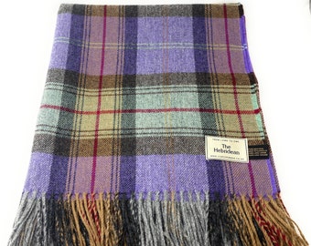 100% Wool Blanket/Throw/Rug - Purple/Grey/Brown Plaid