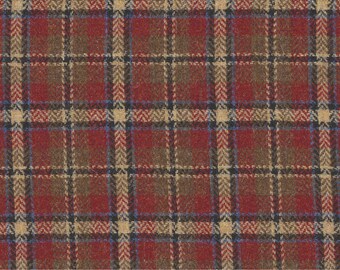 100% Wool Tweed Fabric sold by the half-metre woven in Yorkshire UK (Brown/Beige/Blue Check) FC14